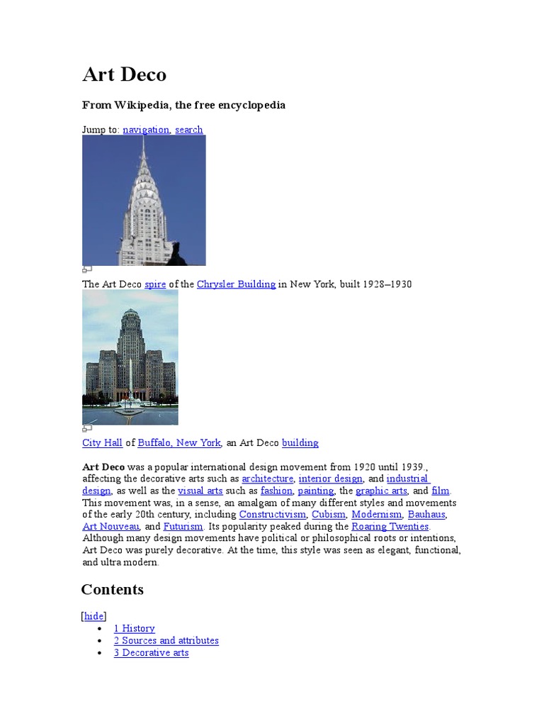 Art Deco: From Wikipedia, The Free Encyclopedia | PDF | Art Deco | Arts ...