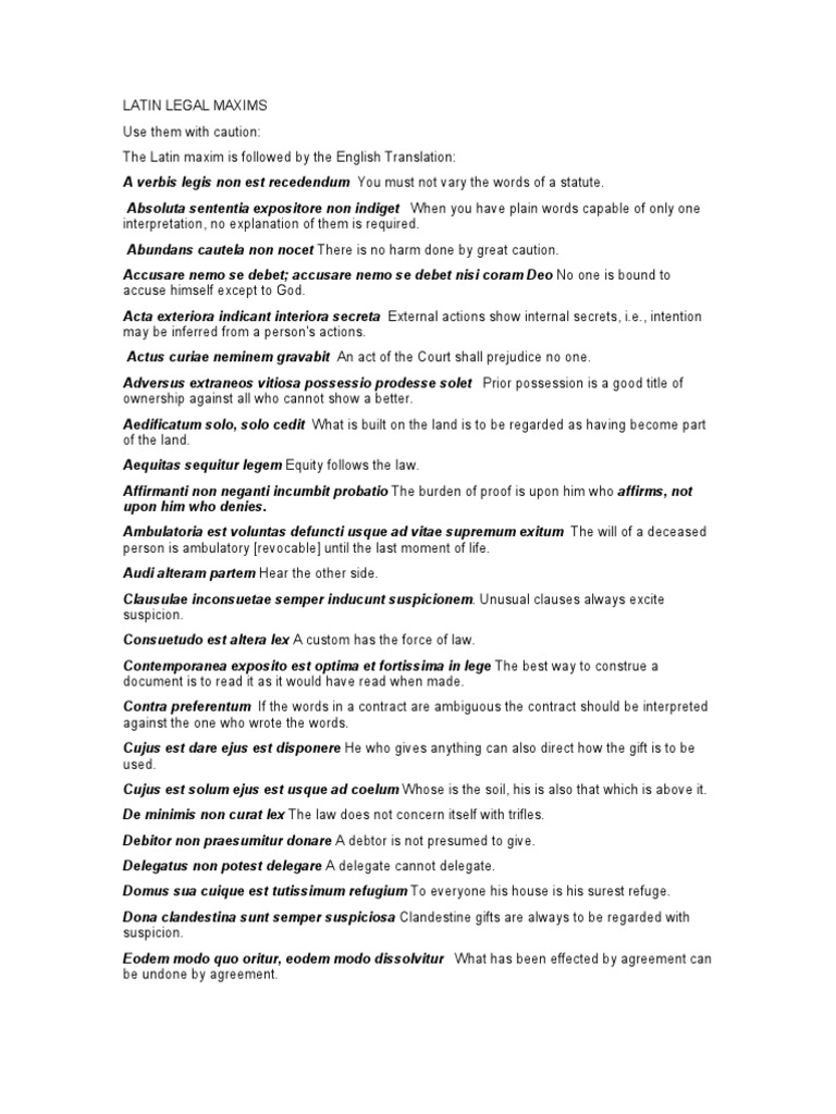 Latin Legal Maxims