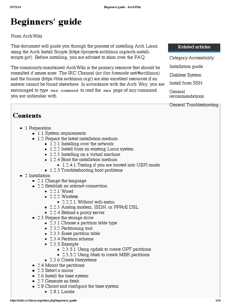 Arch Linux Installation Guide for Beginners | PDF | Booting | Bios