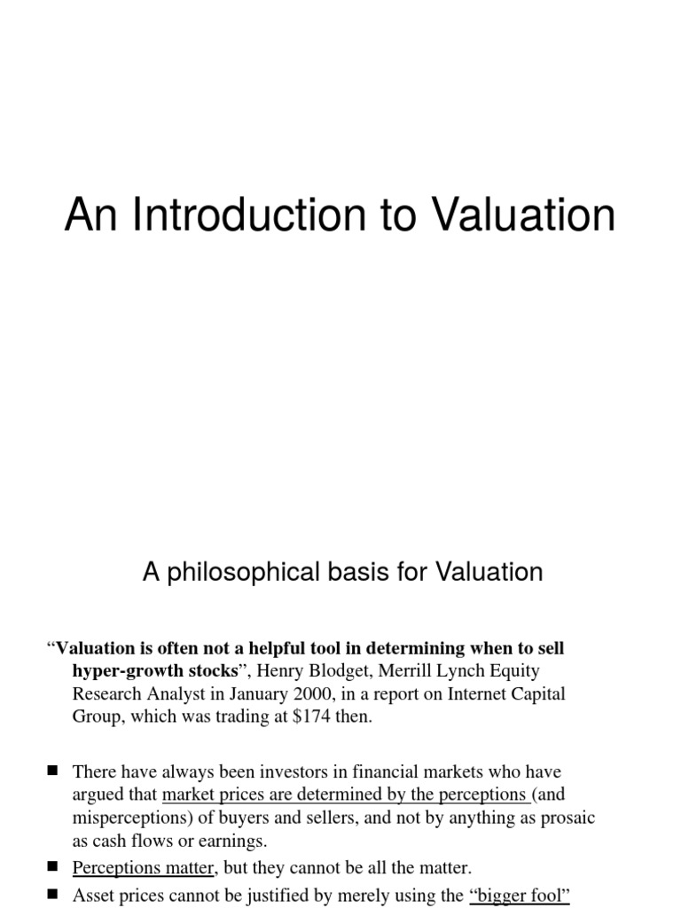 Introduction To Valuation Session 1 Pdf Discounted Cash Flow