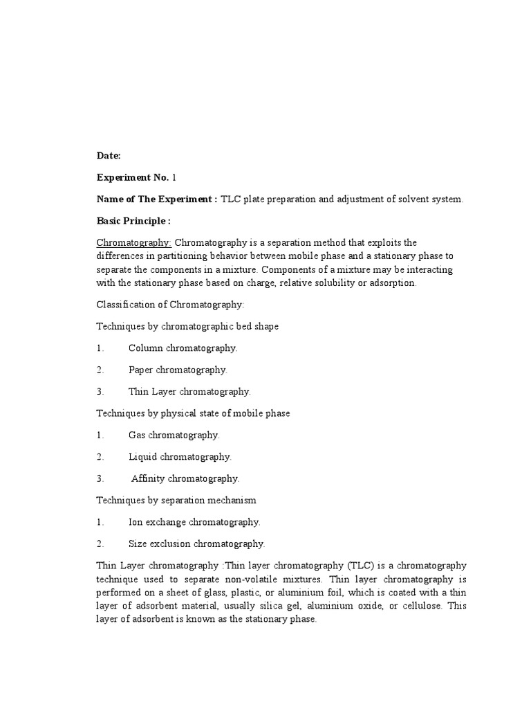 Chromatography Lab PDF Chromatography Thin Layer Chromatography