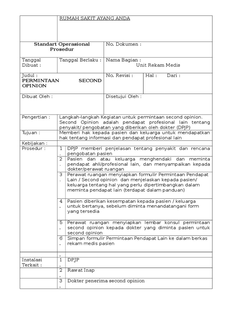 Prosedur Permintaan Second Opinion | PDF | Hukum | Pengembangan Diri