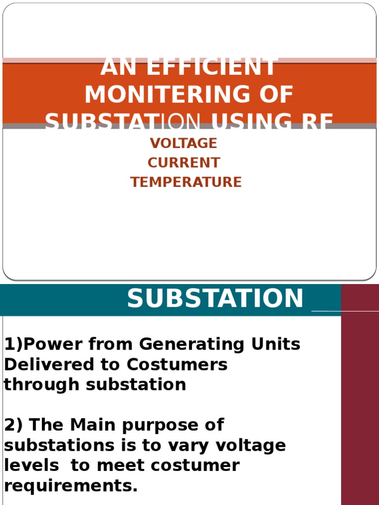An Efficient Monitering of Substation Using RF: Voltage Current ...