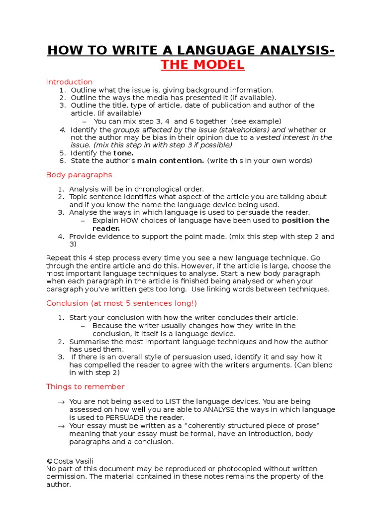 How To Write A Language Analysis  PDF  Paragraph  Argument