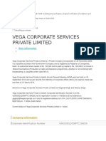Vega Corporate Services Private Limited: Basic Information