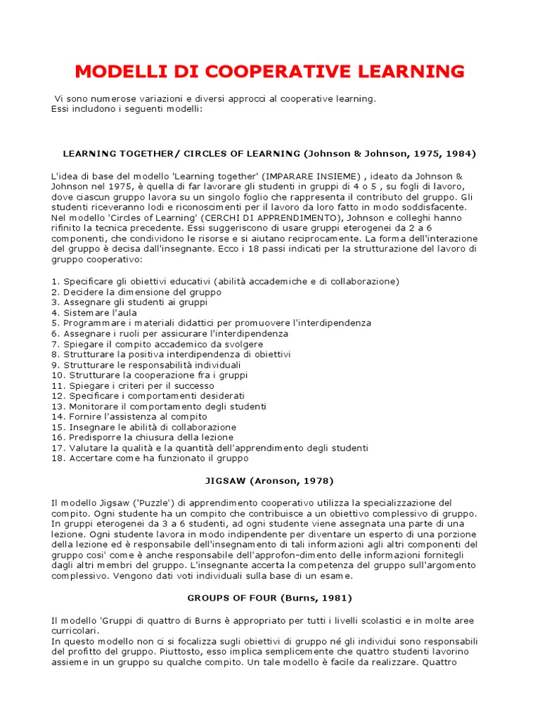 Modelli Di Cooperative Learning | PDF