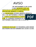 AVISO INICIO CURSO 2015-16