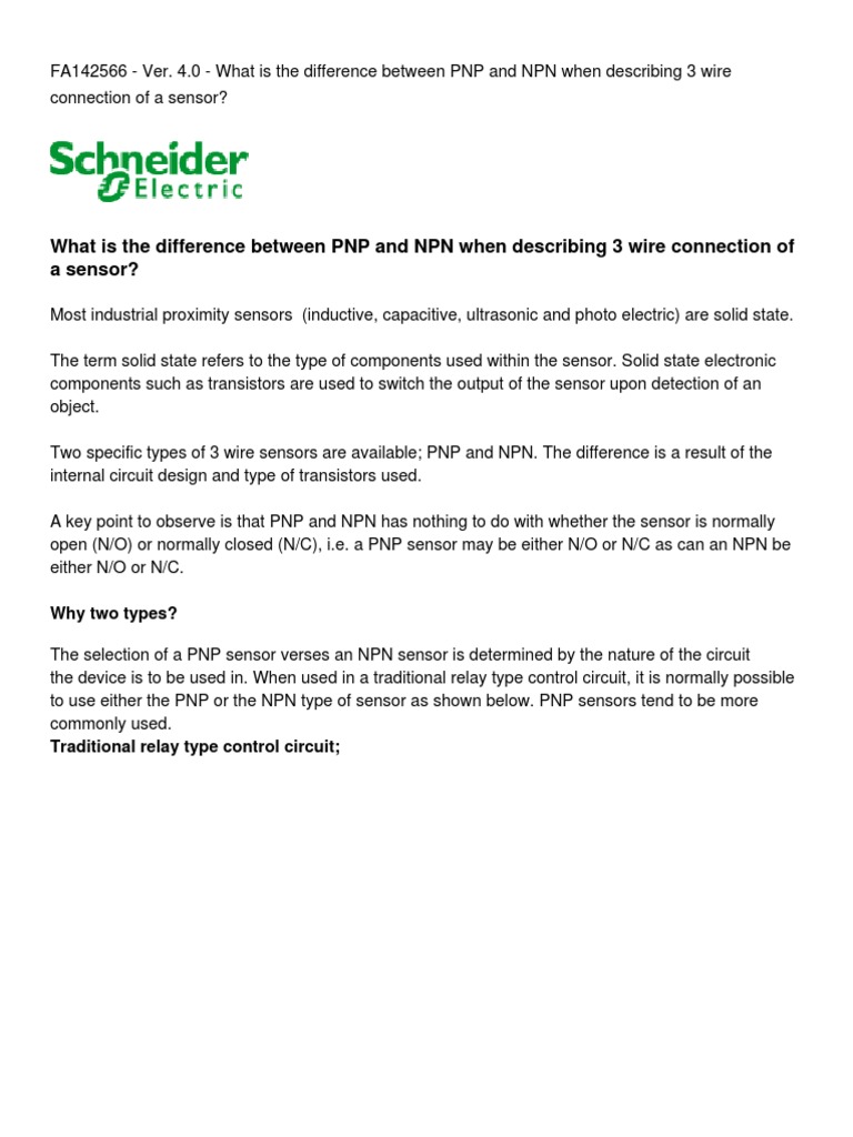 PNP vs NPN Sensors Explained | PDF