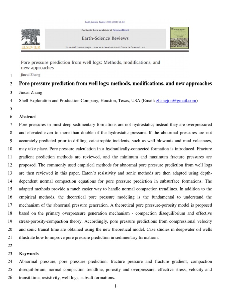 Pore Pressure Prediction Methods Explained | PDF | Porosity | Pressure