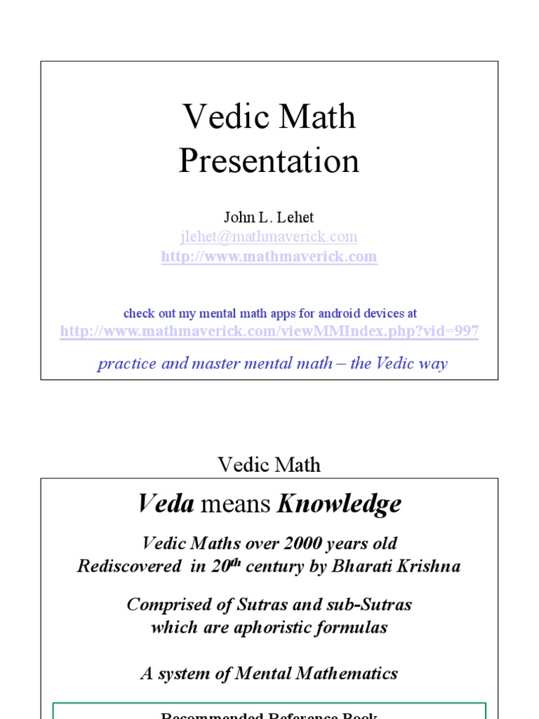 Vedic Math Presentation: Practice and Master Mental Math - The Vedic ...