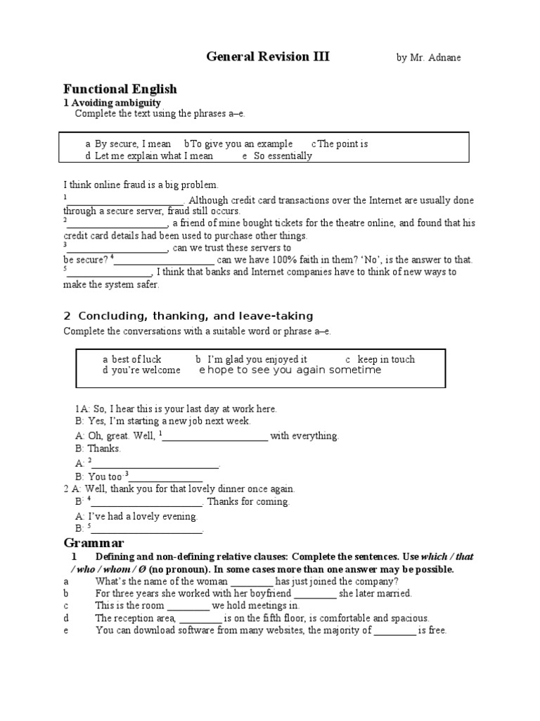 Functional English: Grammar and Conversations | PDF | Phrase | Grammar