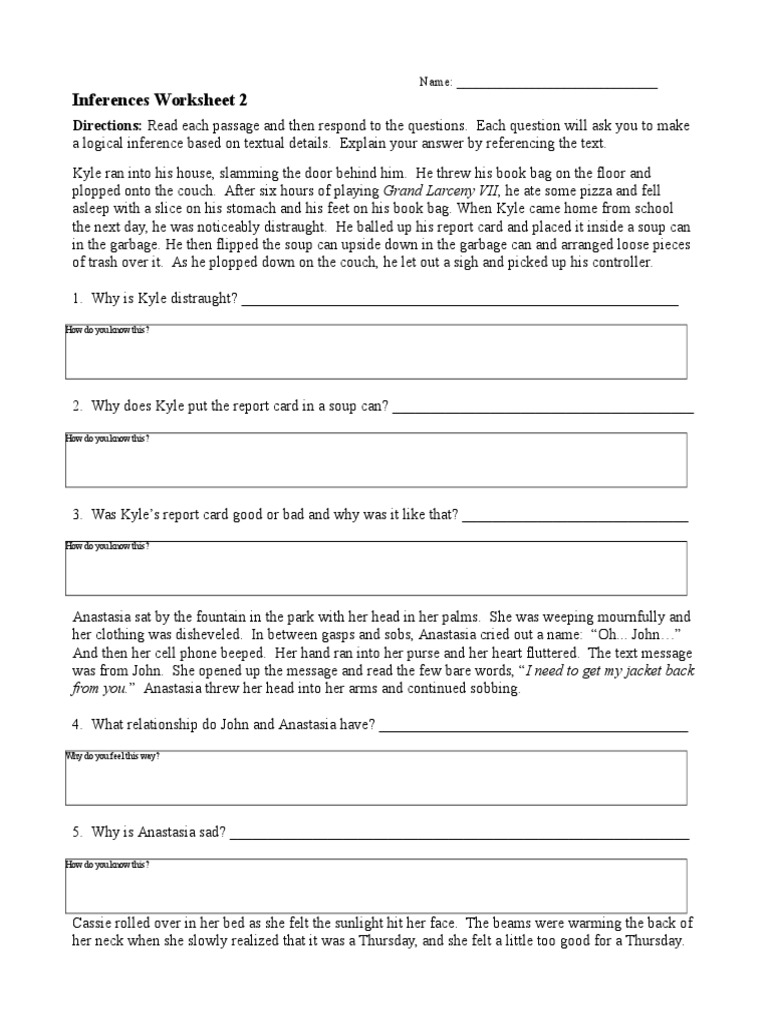 worksheet Inferences Worksheet 2 making inferences 2 leisure