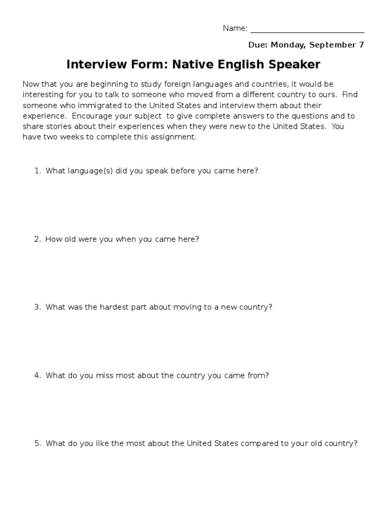Interview English Speaker | PDF | Language Arts & Discipline | Foreign ...