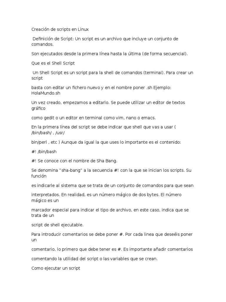 Guía para Crear Scripts en Linux | PDF | Interfaz de línea de comando ...