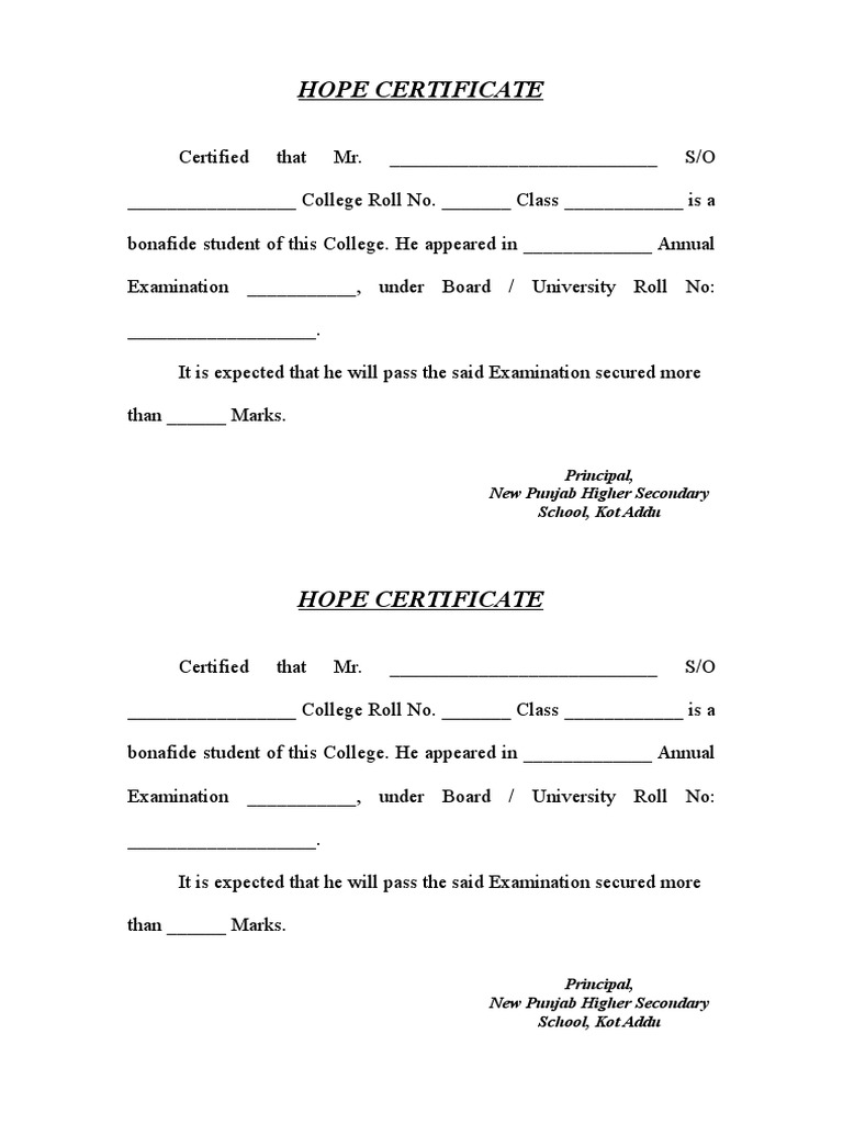 Hope Certificate Statistics Of Education Educational Institutions