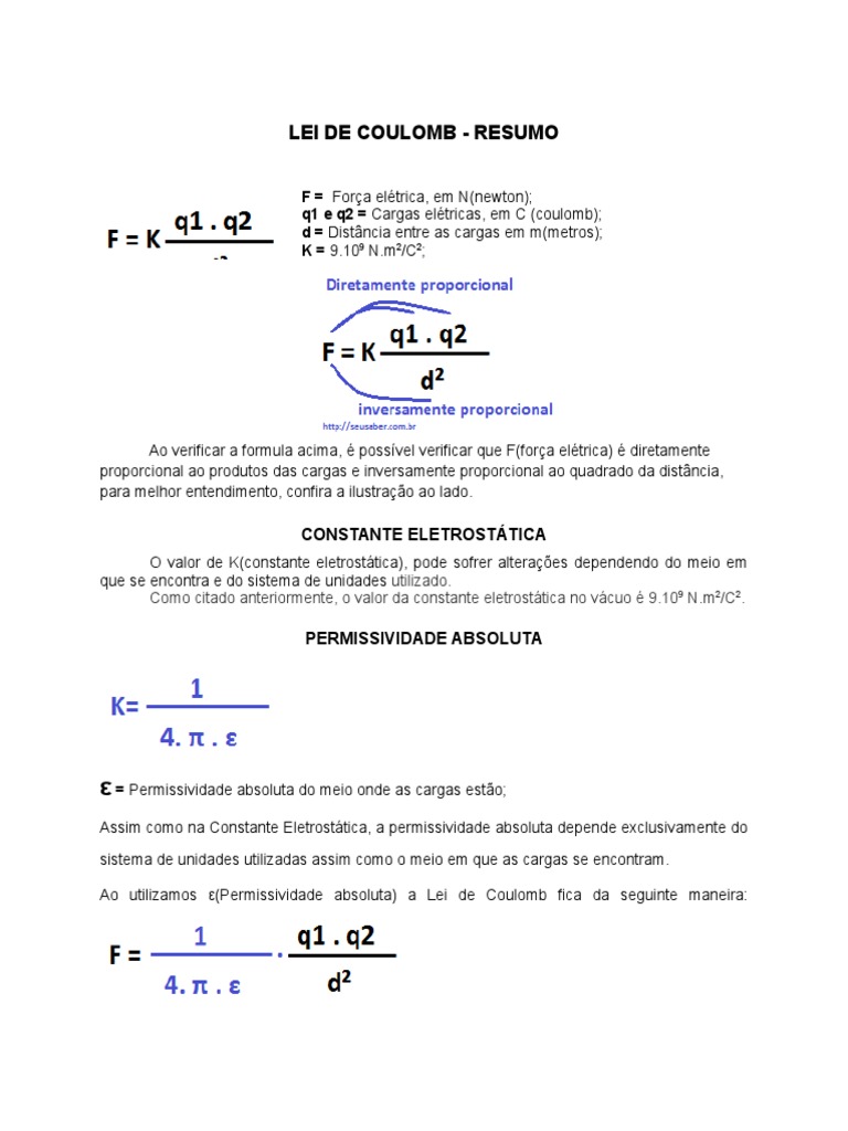 FIS III - Exercícios Lei de Coulomb | PDF | Carga elétrica | Campo elétrico