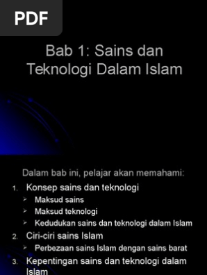 Bab 1 Sains Dan Teknologi Islam Pdf