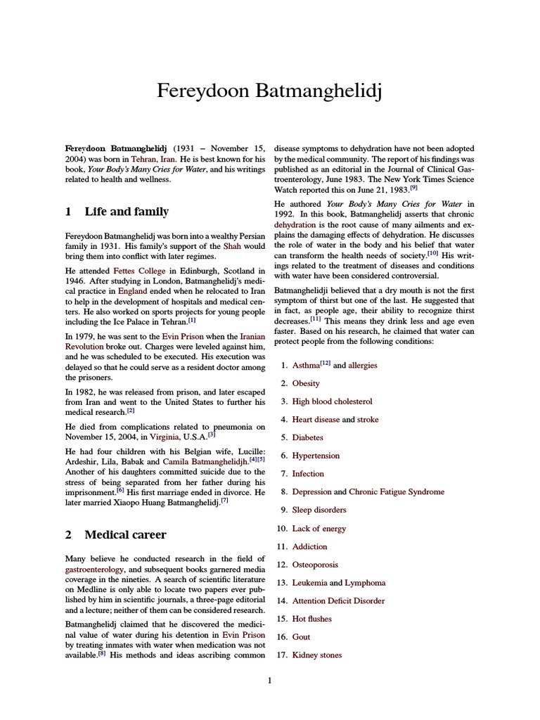 Fereydoon Batmanghelidj | Download Free PDF | Diseases And Disorders ...