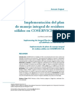 2. Implementación Del Plan de Manejo de Residuos Solidos en COSERVICIOS S.a.