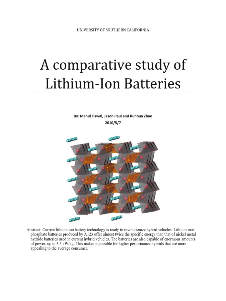 A Comparative Study of Lithium Ion Batteries | PDF