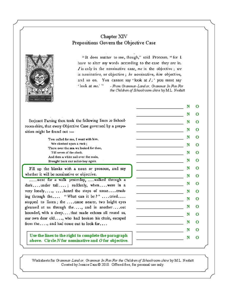 Worksheet 14 For Grammar-Land Or, Grammar in Fun For The Children of ...