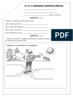 Avaliação Do 3º Ano 1º Bimestre Abril de 2015 Geografia, História e Ciências..