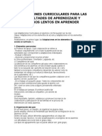 Adaptaciones Curriculares para Las Dificultades de Aprendizaje y Alumnos Lentos en Aprender