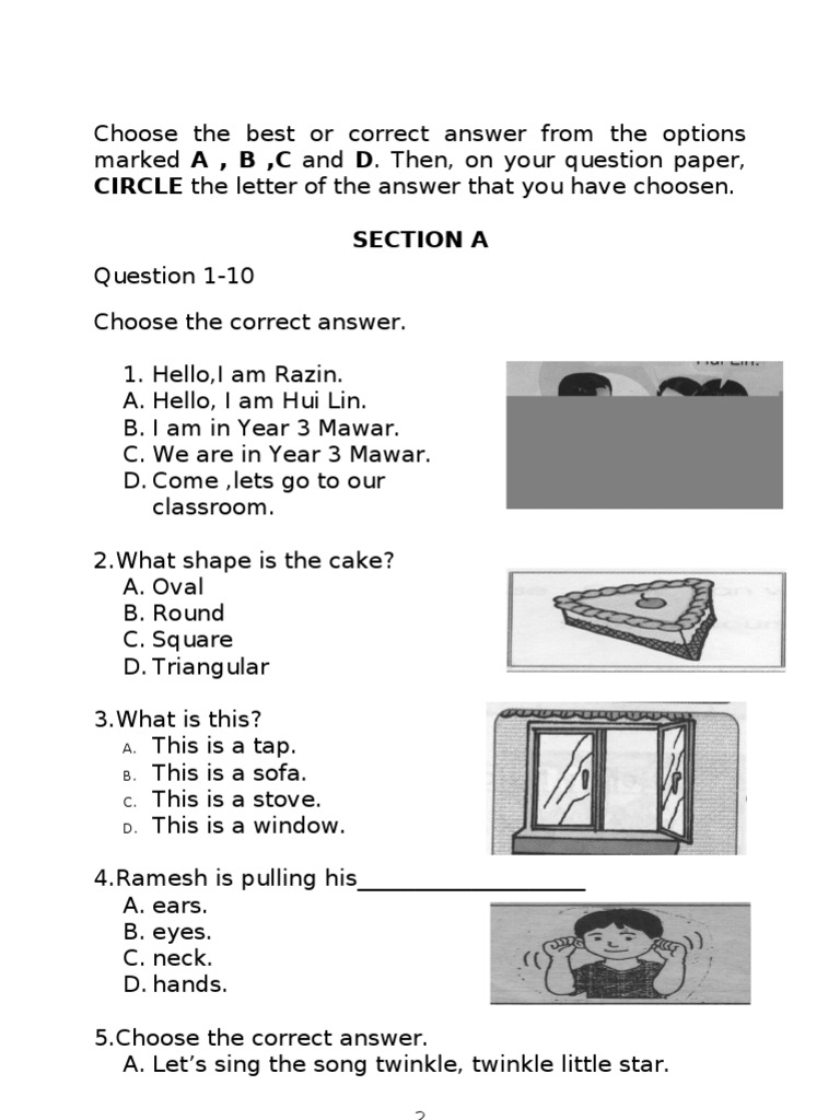 Soalan Bahasa English Darjah 1 - Persoalan s