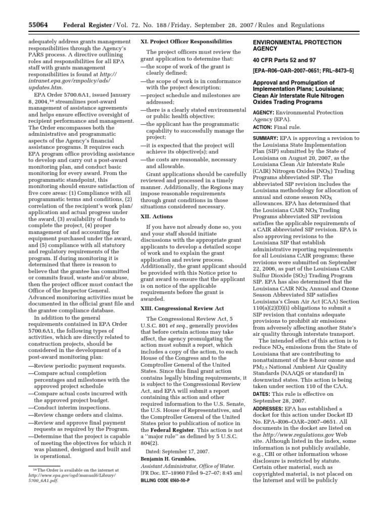 Rule Air Quality Implementation Plans Approval and Promulgation