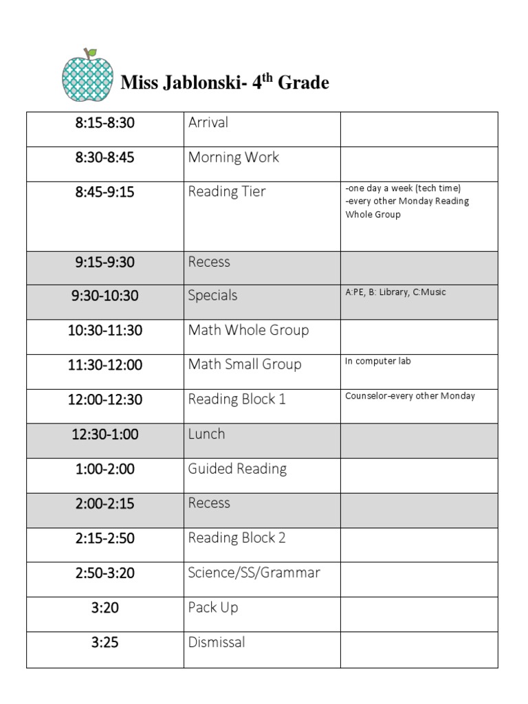 Class Schedule | PDF | Language Arts & Discipline