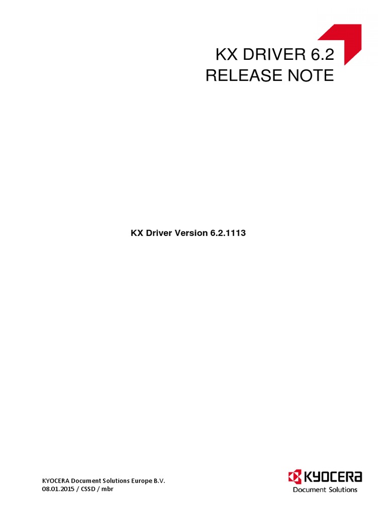 KX Driver 6.2.1113 Release Note | PDF | Device Driver | Microsoft Windows