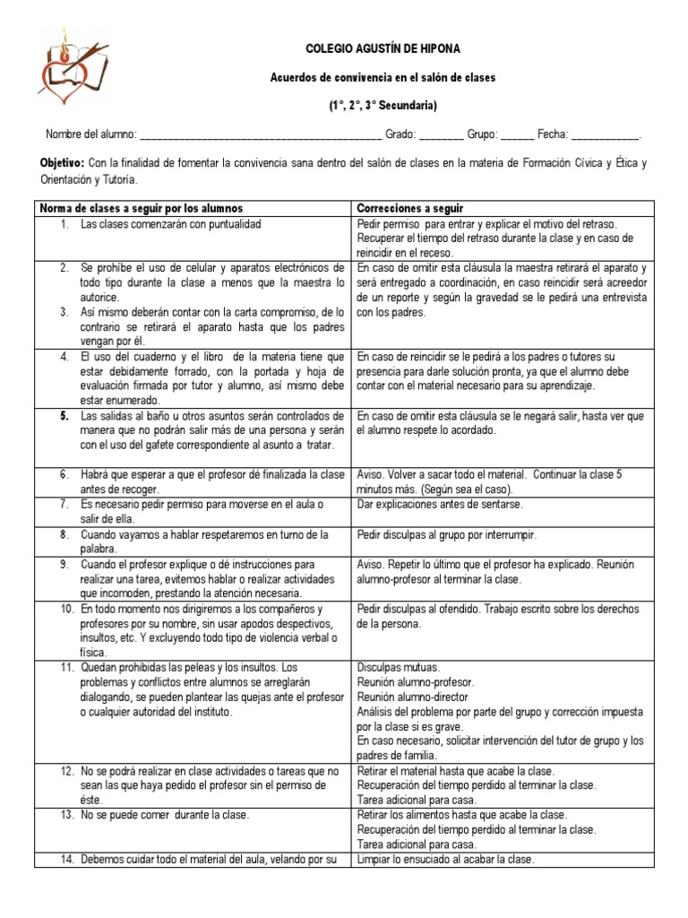 Acuerdos de convivencia en el salón | PDF | Residuos