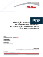 Aplicação Do Geotêxtil Bidim em Dreno de Pavimento Na Duplicação Da Rodovia Sp332 Paulínia Cosmópolis (Tecnico)
