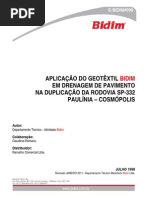 Aplicação Do Geotêxtil Bidim Em Dreno de Pavimento Na Duplicação Da Rodovia Sp332 Paulínia Cosmópolis (Tecnico)