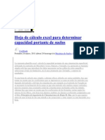 Hoja de Calculo Excel para Determinar Capacidad Portante de Suelos