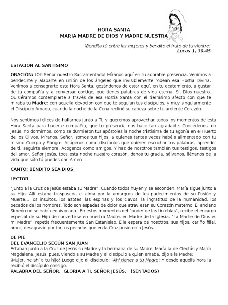 Hora Santa Maria Madre de Dios y Madre Nuestra | PDF | María, madre de ...