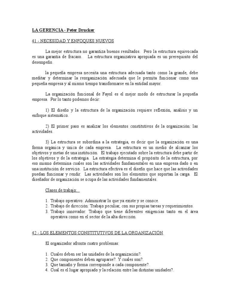 Peter Drucker La Gerencia | PDF | Burocracia | Toma de decisiones