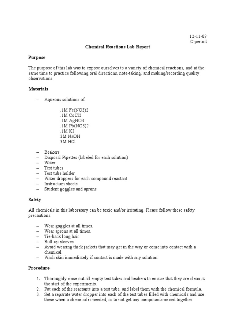 SFMS 8th Grade Chemistry Unit Lab Report Example 03