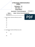 Master of Business Administration (MBA) : Semester: III Unit Test:-I Elective-Ii