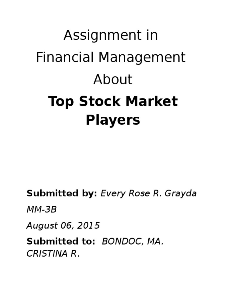 Assignment in Financial Management About: Top Stock Market Players | PDF