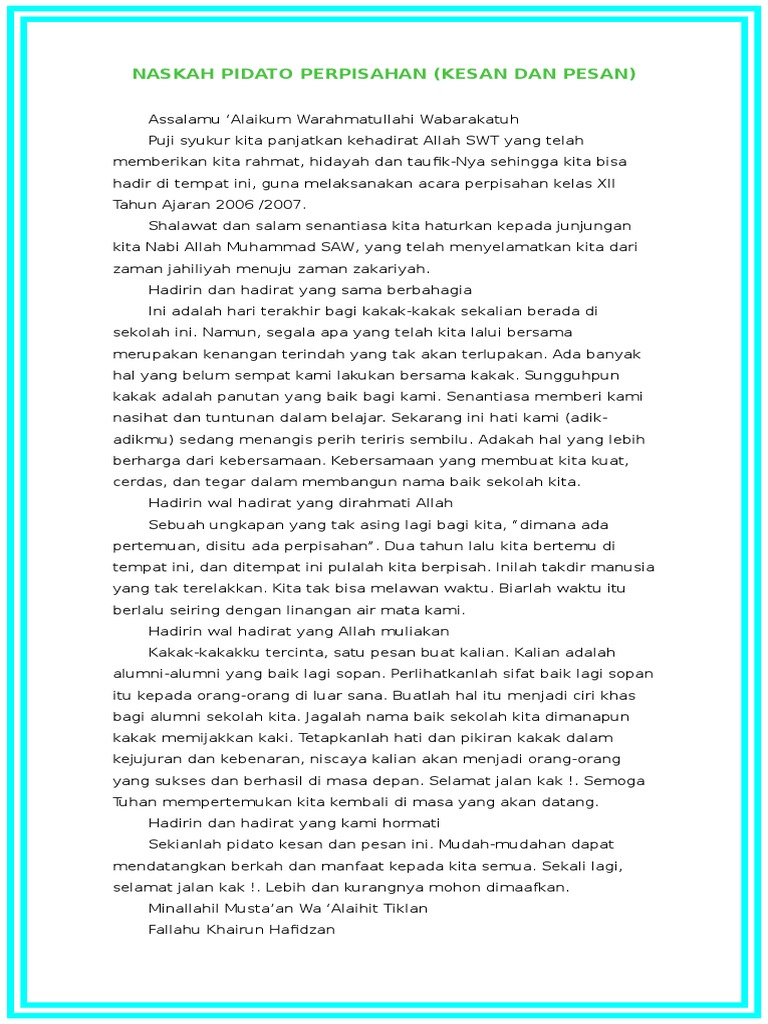 Naskah Pidato Perpisahan