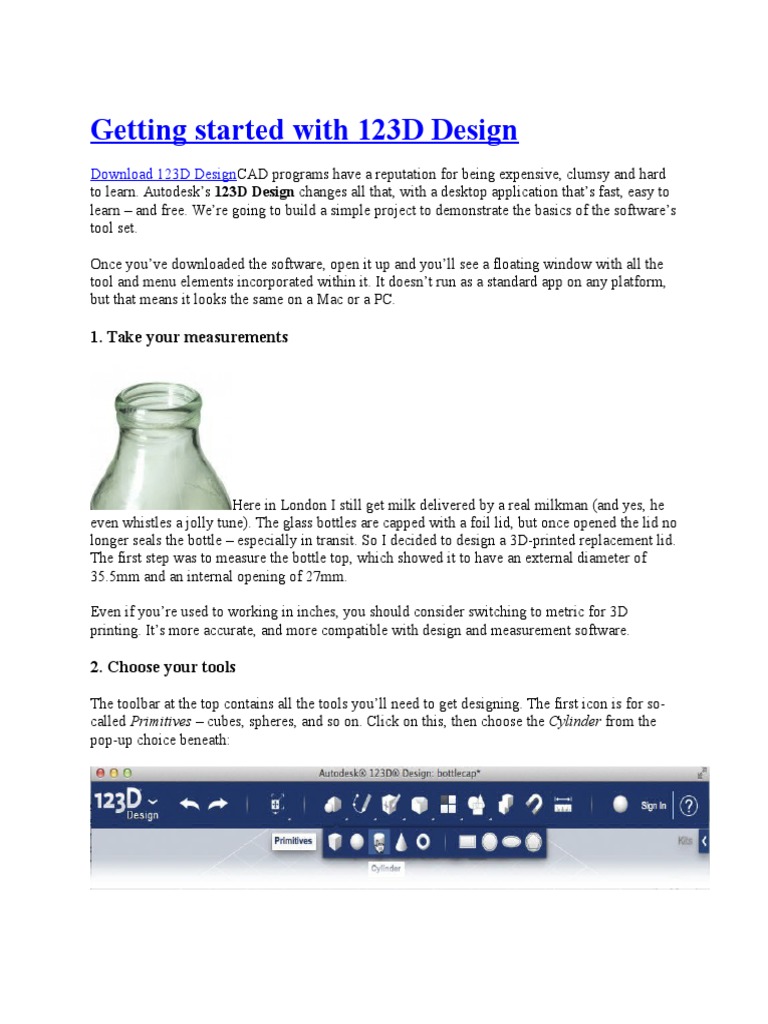 Getting Started with 123D Design Software | PDF | Extrusion | Icon ...