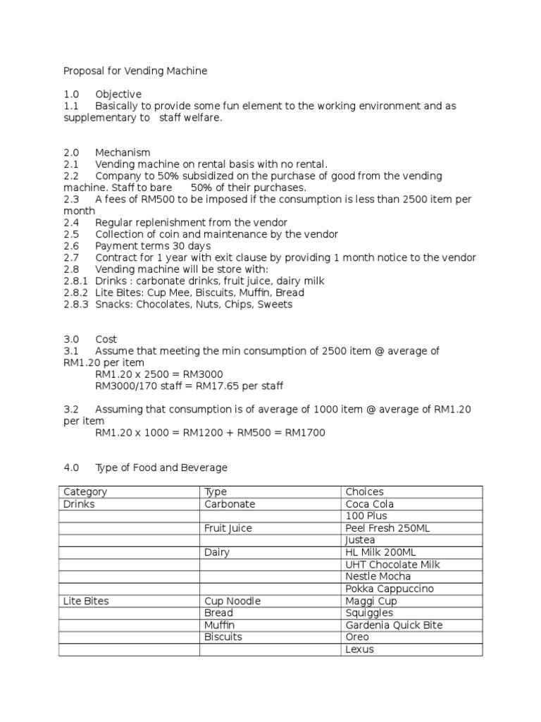 how to write up a vending machine business plan