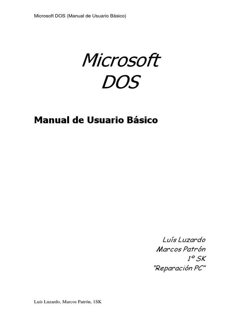 Ms Dos Manual de Usuario Basico | PDF