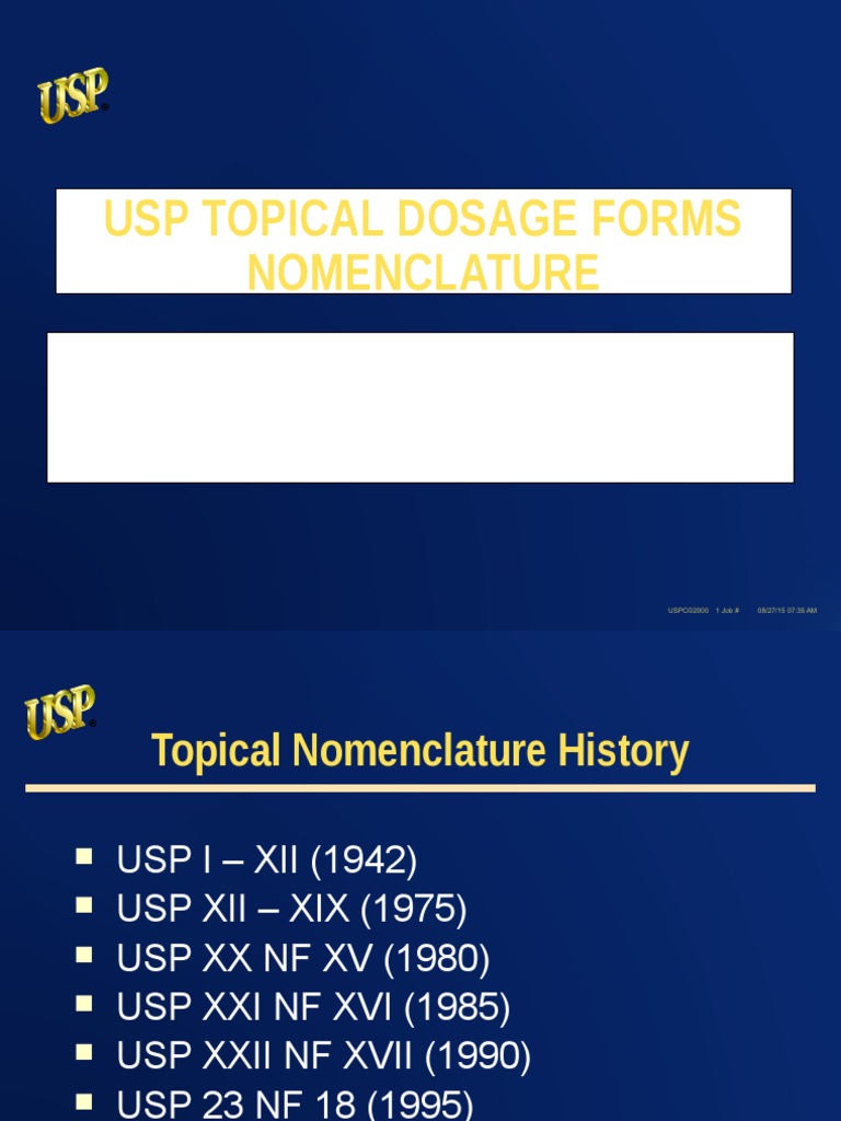 Usp Topical Dosage Forms Nomenclature: Herbert S. Carlin, D.Sc ...