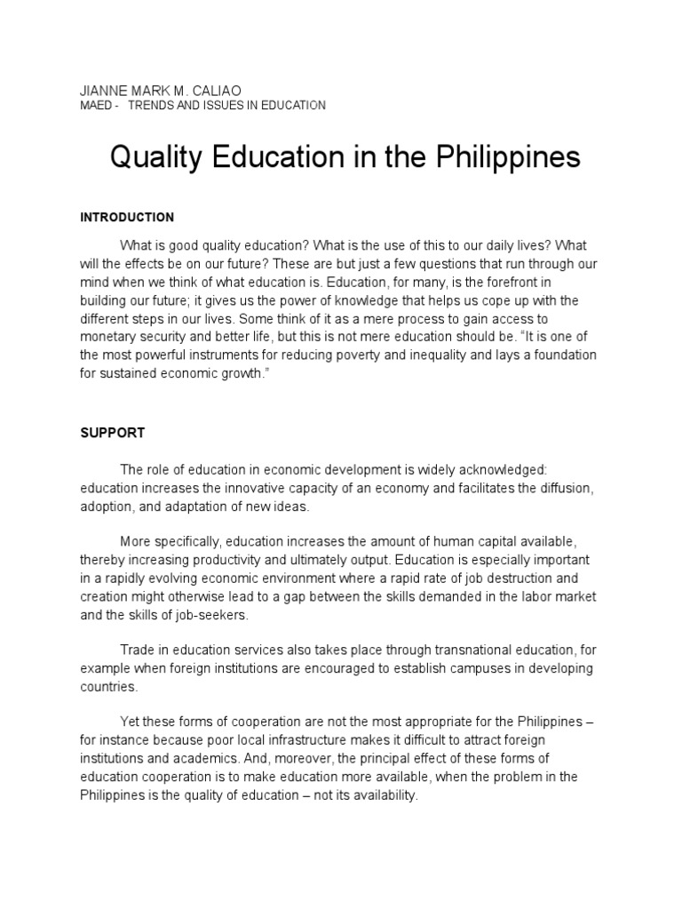 Quality Education in The Philippines | PDF | Human Capital | Labour