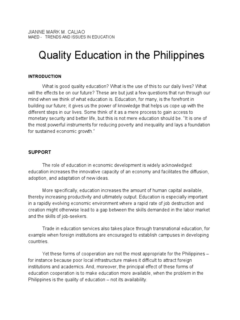 article about quality education in the philippines