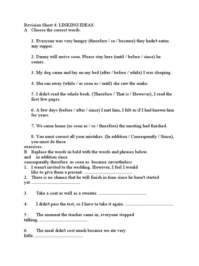 Linking Words and Exercises Guide | PDF