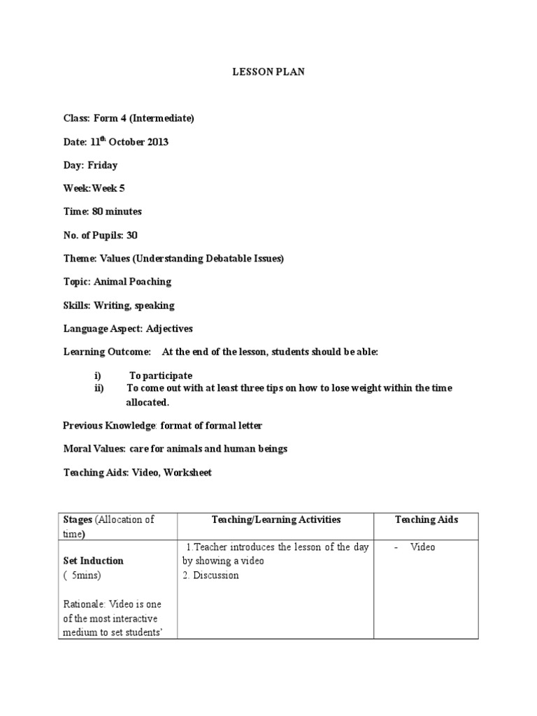 Lesson Plan Format | Download Free PDF | Lesson Plan | Teachers
