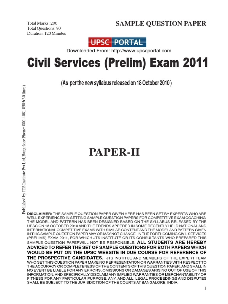 CSAT Sample Question Paper 2011 | PDF | Postgraduate Education | Humour